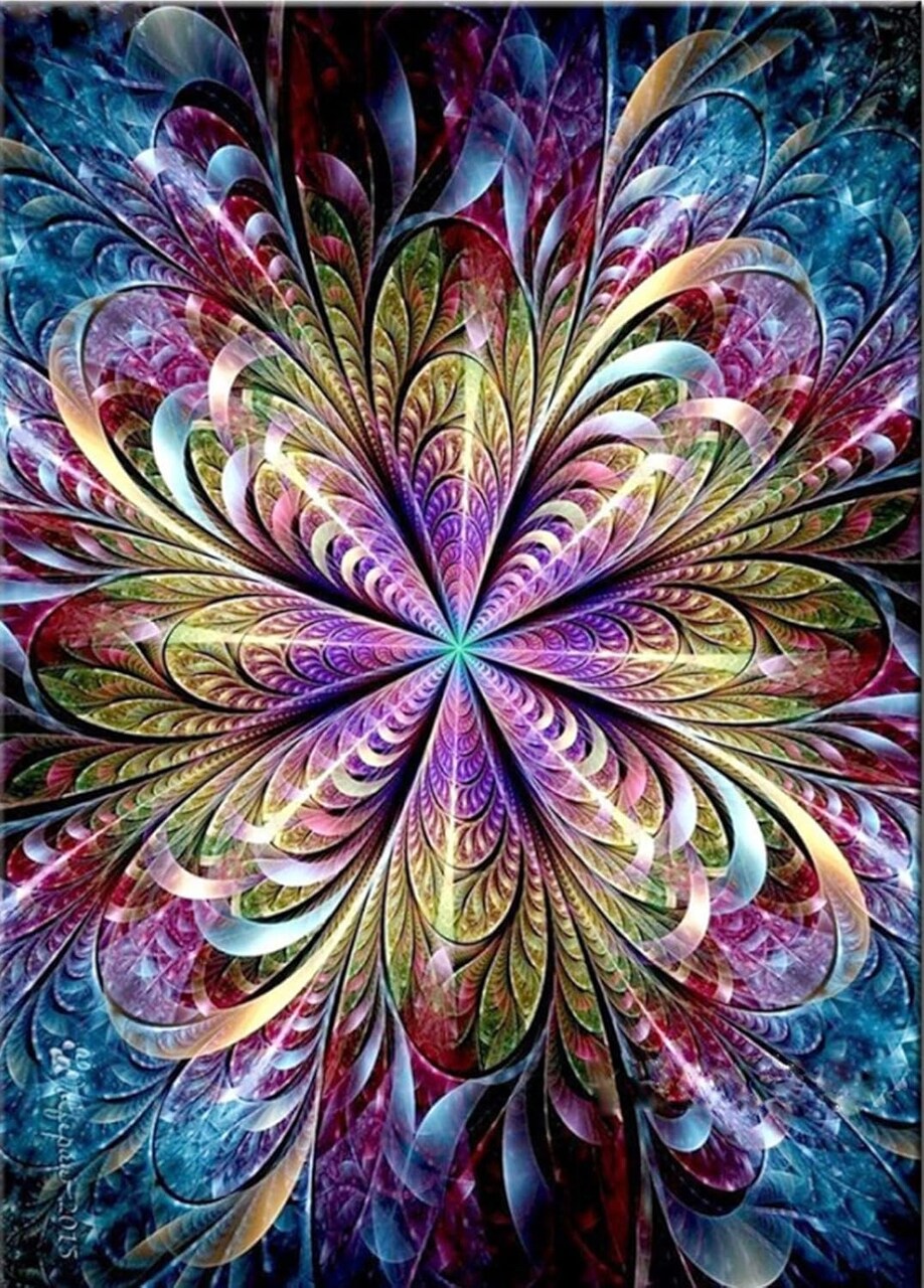 5D Mandala Diamond Painting Kit – Full Drill Fantasy Flower Art for Home Décor & Gifts (12x16 inches)